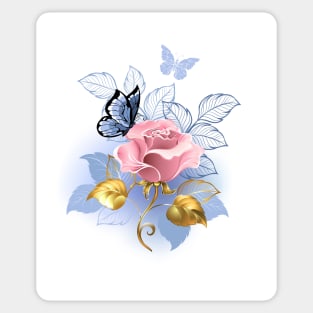 Pink Roses with Butterflies Sticker